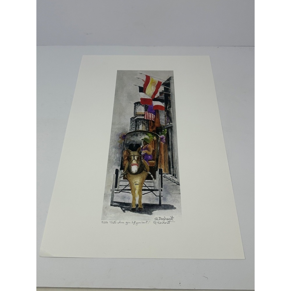 Vtg Artist Signed 9/1000 Watercolor Style Print "Thats where you left your heart